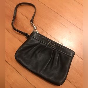 Black Leather Coach Wristlet